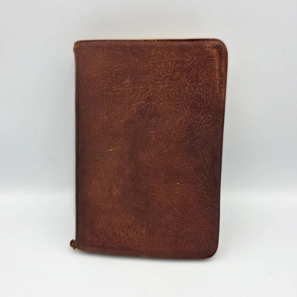 Rare Vtg Cambridge Cameo 16mo King James Holy Bible Red Letter Brown Leather